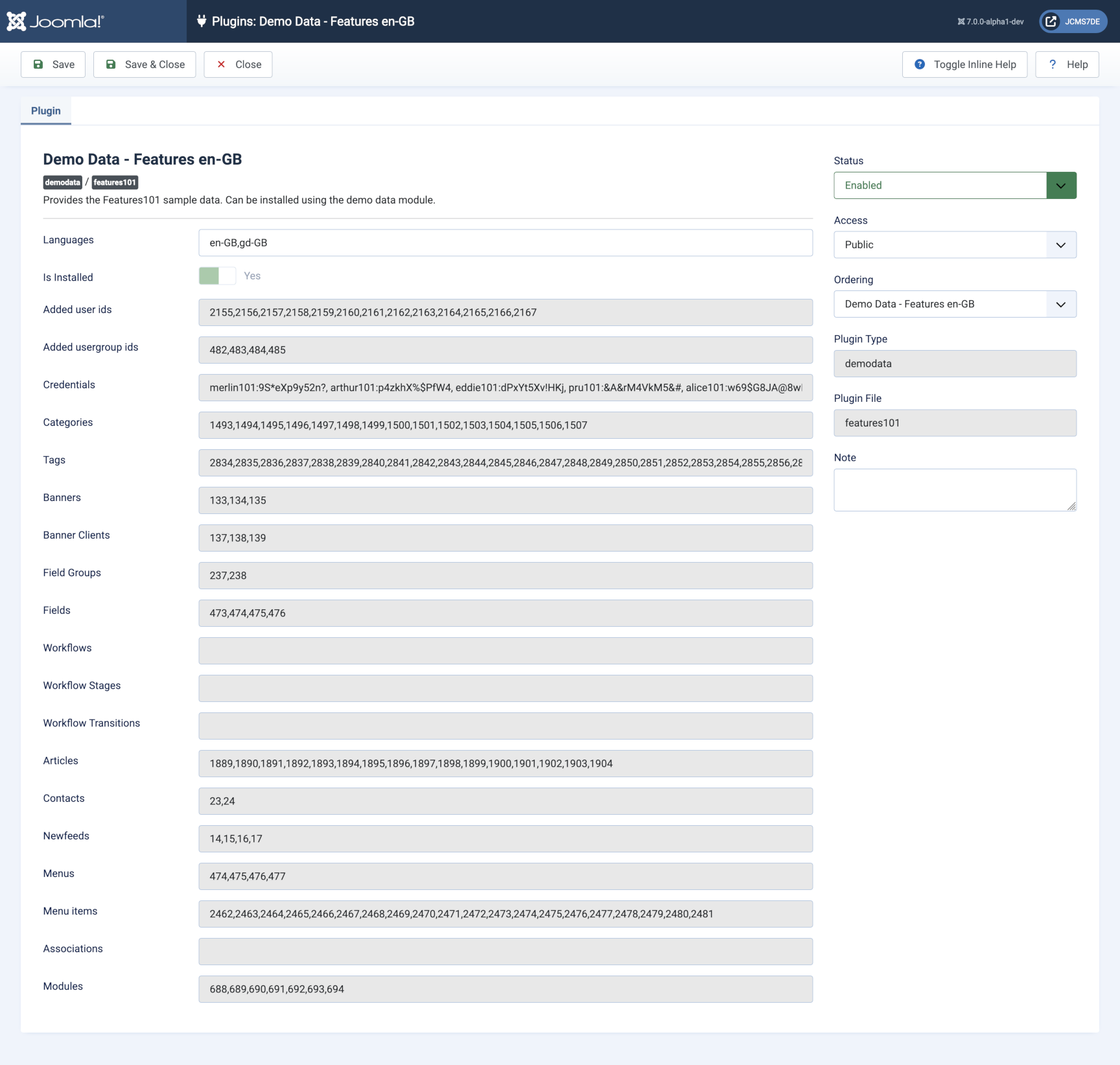 screenshot showing the plugin configuration