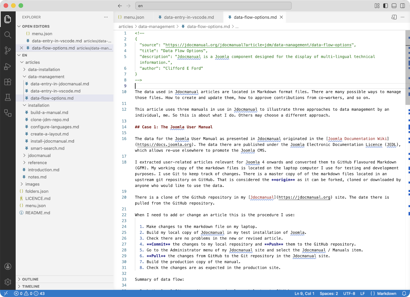 screenshot showing layout of vscode